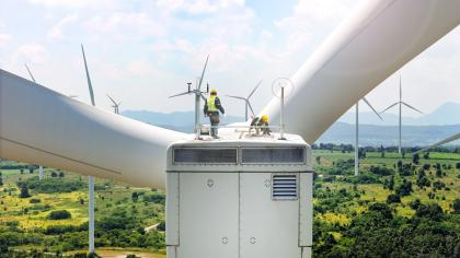 Installation of wind turbines.